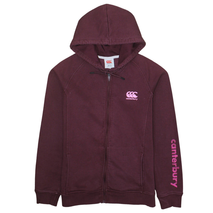 Canterbury Womens Burgundy Full Zip Hoodie Size 14 Cotton Blend
