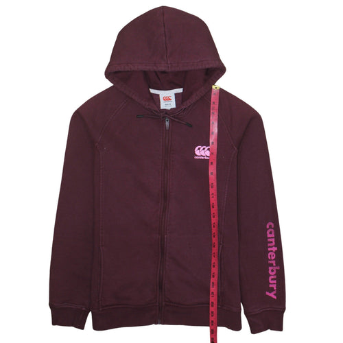 Canterbury Womens Burgundy Full Zip Hoodie Size 14 Cotton Blend