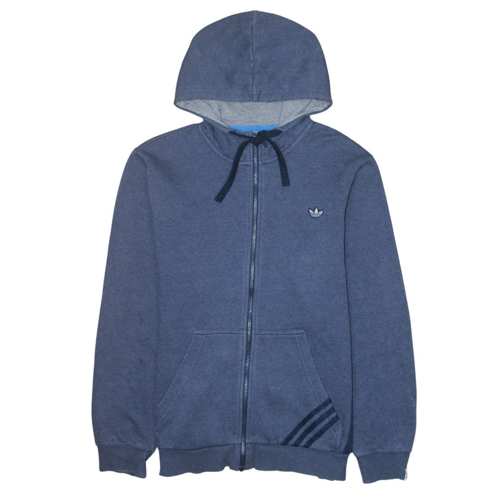 Adidas Men Blue Full Zip Hoodie L Regular Fit Sports Sweatshirt
