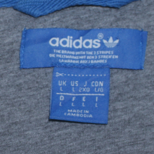 Adidas Men Blue Full Zip Hoodie L Regular Fit Sports Sweatshirt