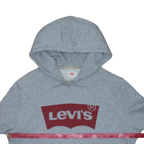 Levi's Men's Grey Pullover Hoodie M Graphic Logo Fleece