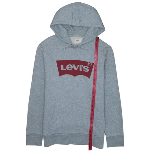 Levi's Men's Grey Pullover Hoodie M Graphic Logo Fleece