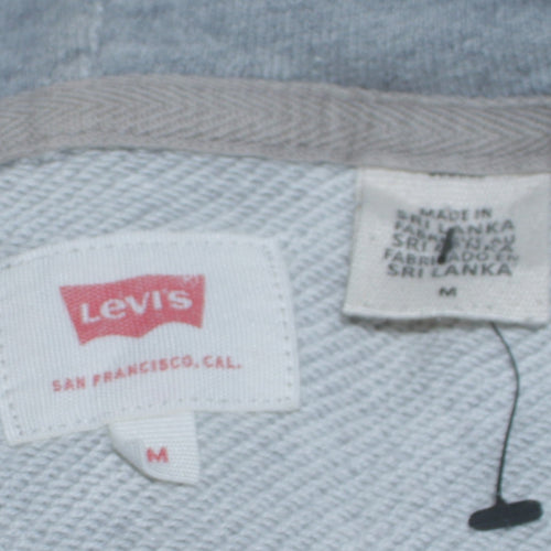 Levi's Men's Grey Pullover Hoodie M Graphic Logo Fleece
