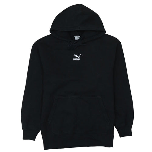 Puma Mens Black Pullover Hoodie Small Logo Fleece Sweatshirt
