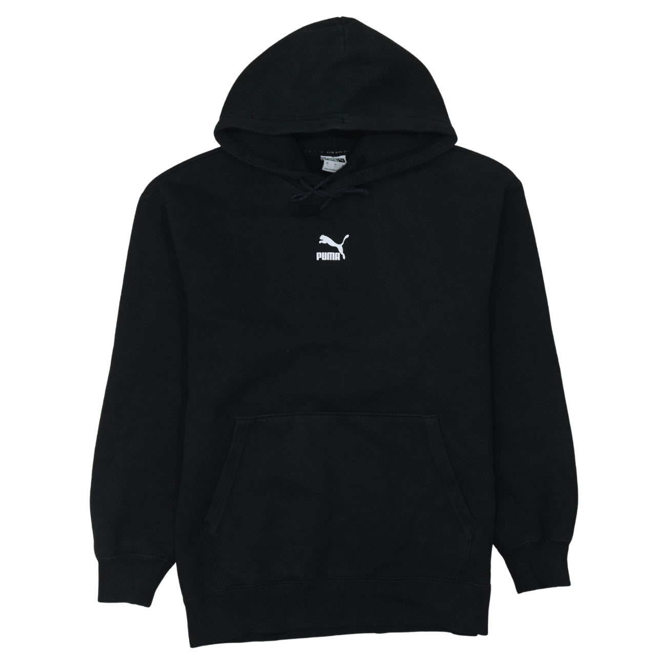 Puma Mens Black Pullover Hoodie Small Logo Fleece Sweatshirt
