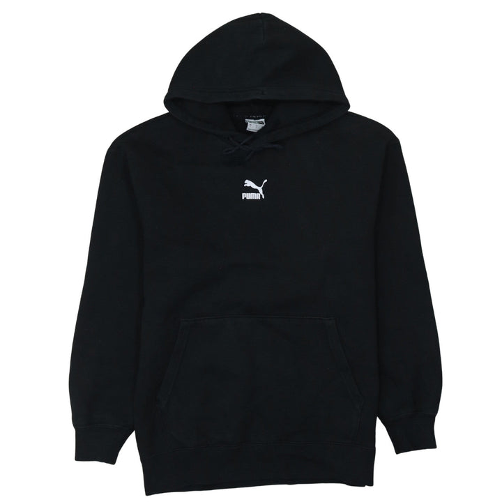 Puma Mens Black Pullover Hoodie Small Logo Fleece Sweatshirt
