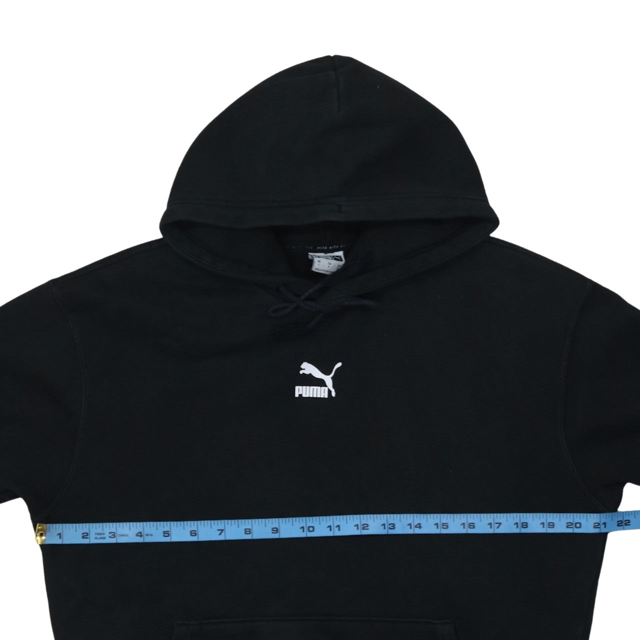 Puma Mens Black Pullover Hoodie Small Logo Fleece Sweatshirt