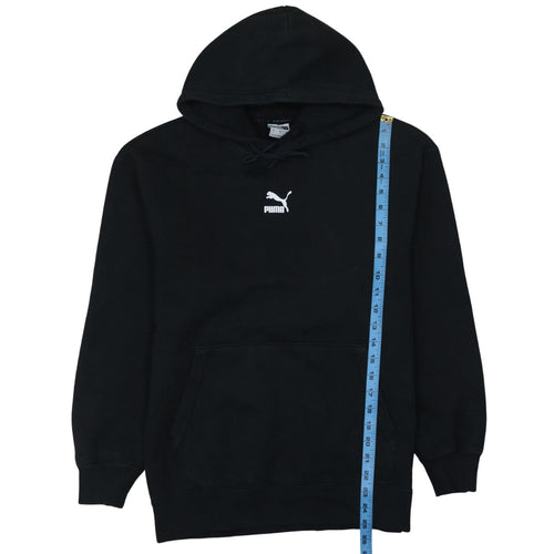Puma Mens Black Pullover Hoodie Small Logo Fleece Sweatshirt