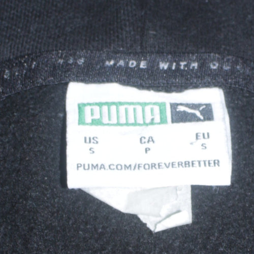 Puma Mens Black Pullover Hoodie Small Logo Fleece Sweatshirt