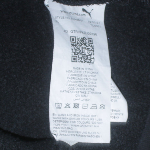 Puma Mens Black Pullover Hoodie Small Logo Fleece Sweatshirt