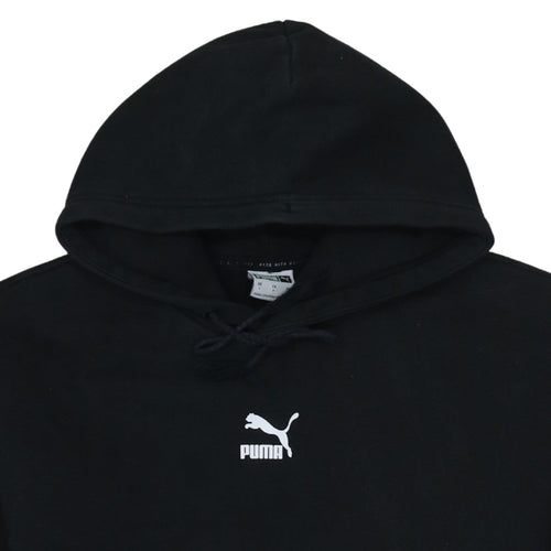 Puma Mens Black Pullover Hoodie Small Logo Fleece Sweatshirt