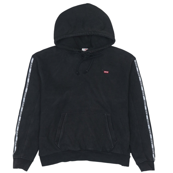 Levi's Women's Black Hoodie Small Pullover Logo Tape Detail Sweatshirt