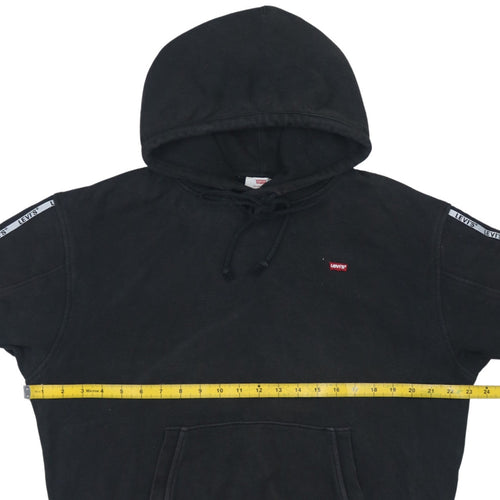 Levi's Women's Black Hoodie Small Pullover Logo Tape Detail Sweatshirt