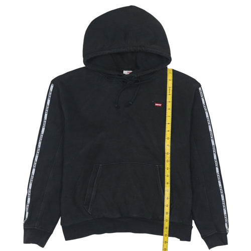 Levi's Women's Black Hoodie Small Pullover Logo Tape Detail Sweatshirt