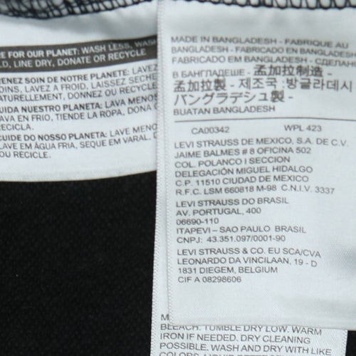 Levi's Women's Black Hoodie Small Pullover Logo Tape Detail Sweatshirt