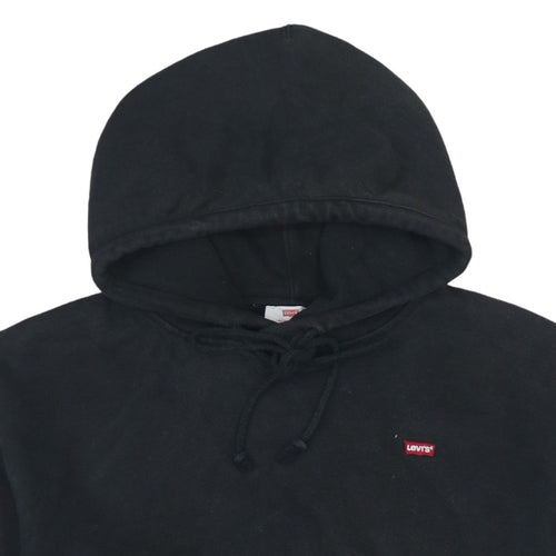 Levi's Women's Black Hoodie Small Pullover Logo Tape Detail Sweatshirt