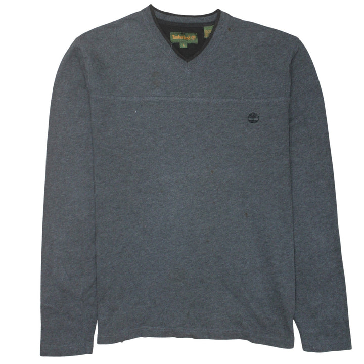 Timberland Men's Grey Cotton V-Neck Pullover Jumper Size L