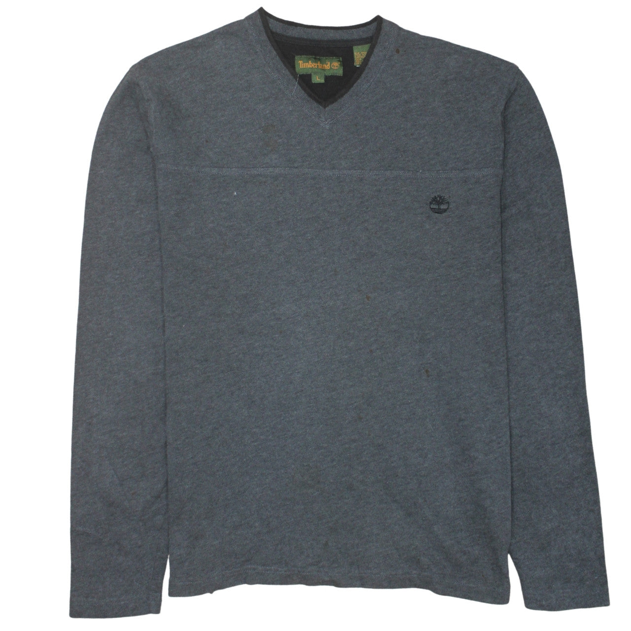 Timberland Men's Grey Cotton V-Neck Pullover Jumper Size L
