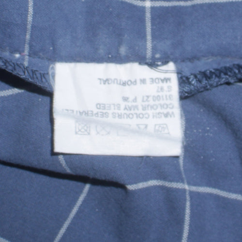 Levi's Men's Blue Check Band Collar Cotton Long Sleeve Shirt XL