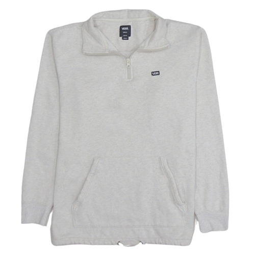 Vans Men's Beige 1/4 Zip Fleece Sweatshirt Medium Regular Fit