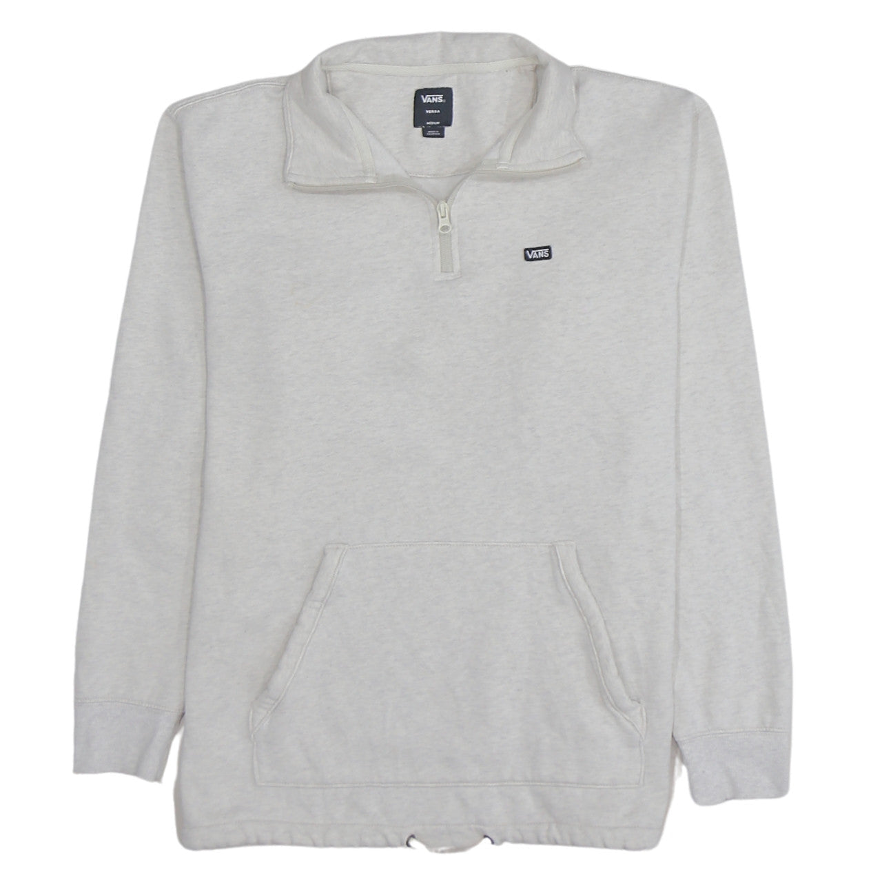 Vans Men's Beige 1/4 Zip Fleece Sweatshirt Medium Regular Fit