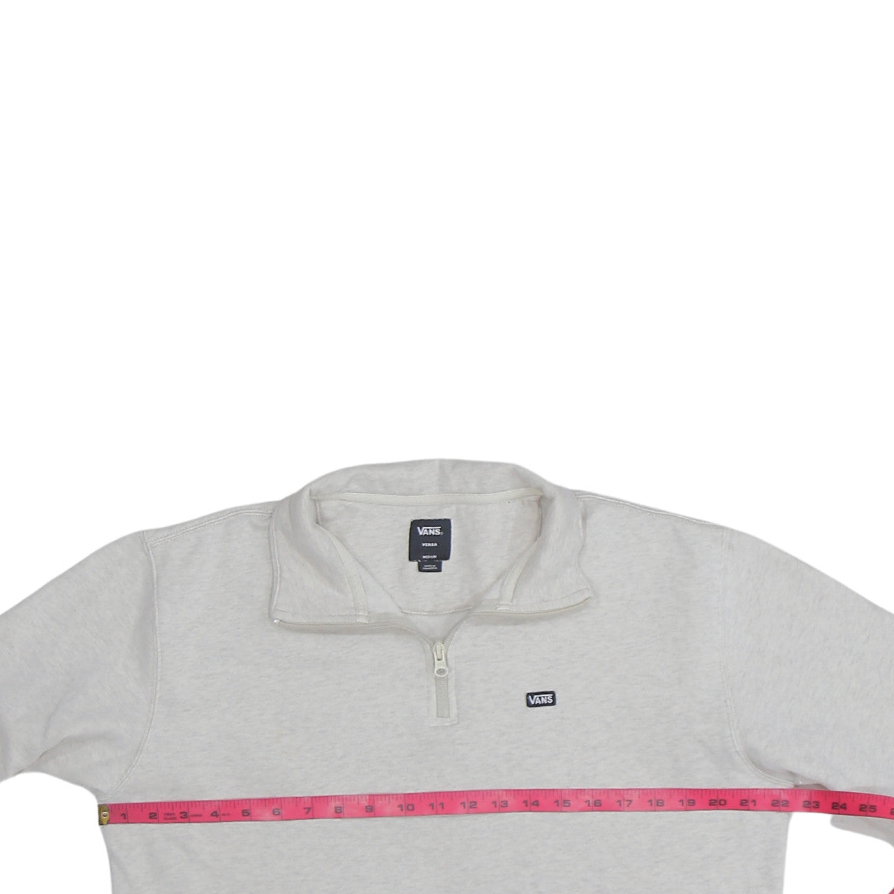 Vans Men's Beige 1/4 Zip Fleece Sweatshirt Medium Regular Fit