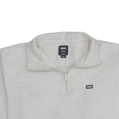 Vans Men's Beige 1/4 Zip Fleece Sweatshirt Medium Regular Fit