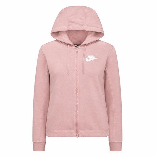 Front view of Nike women’s pink full zip hoodie xs cotton blend casual