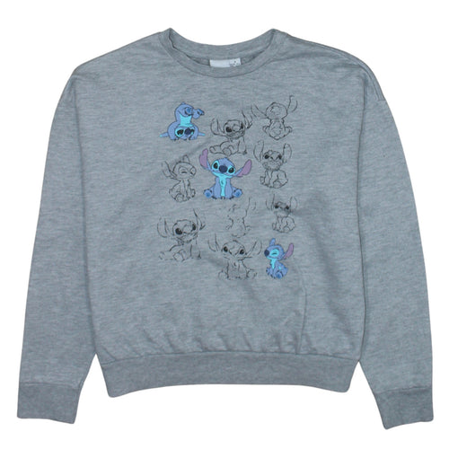 Disney Women Grey Stitch Sweatshirt Size S Crew Neck Pullover