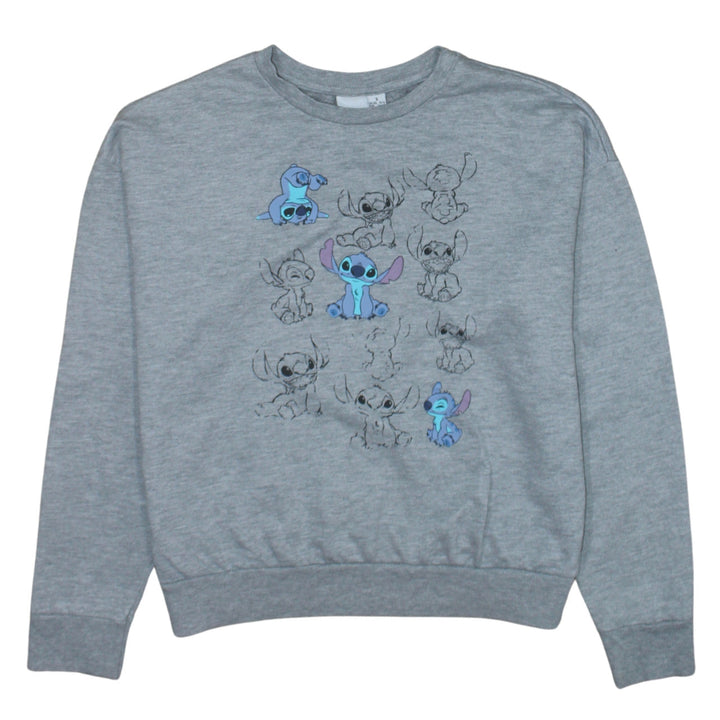 Disney Women Grey Stitch Sweatshirt Size S Crew Neck Pullover