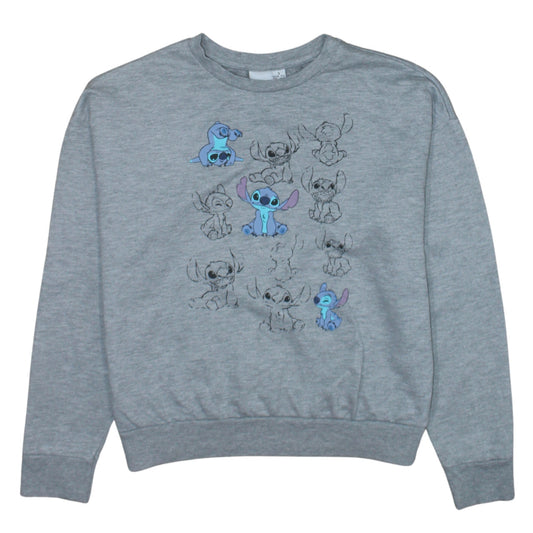 Disney Women Grey Stitch Sweatshirt Size S Crew Neck Pullover