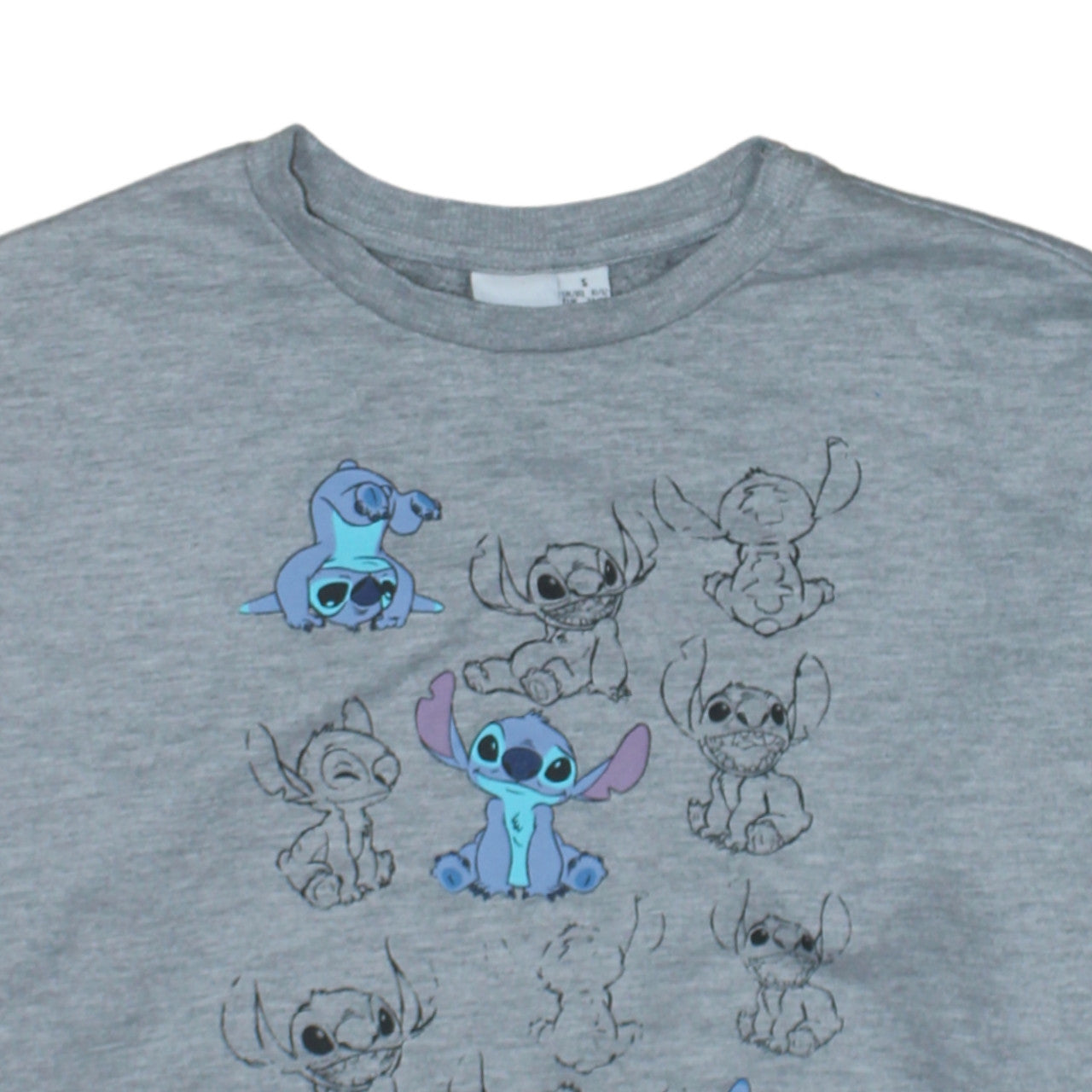 Disney Women Grey Stitch Sweatshirt Size S Crew Neck Pullover