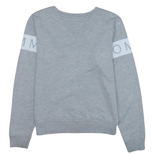 Tommy Jeans Womens Grey Small Pullover Sweatshirt Crew Neck Logo Print