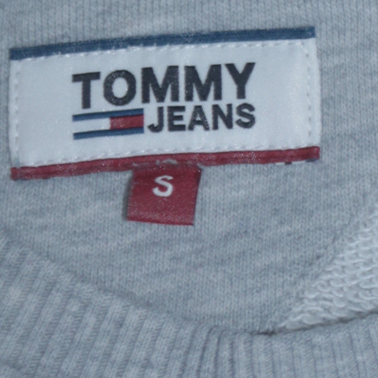 Tommy Jeans Womens Grey Small Pullover Sweatshirt Crew Neck Logo Print