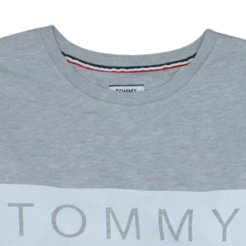 Tommy Jeans Womens Grey Small Pullover Sweatshirt Crew Neck Logo Print