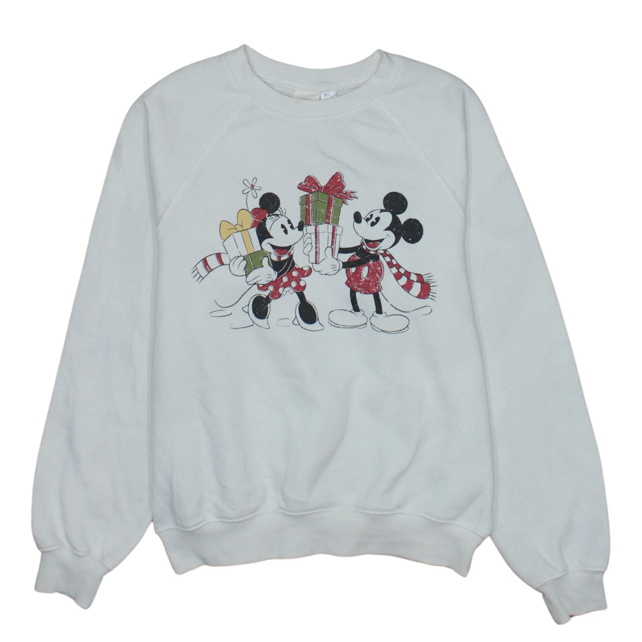 H&M Disney Women's White XS Sweatshirt Mickey & Minnie Christmas Print