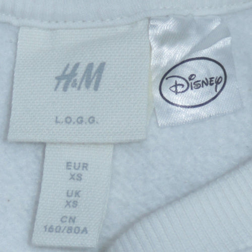 H&M Disney Women's White XS Sweatshirt Mickey & Minnie Christmas Print