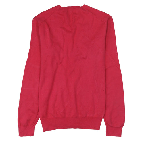 Ralph Lauren Men's Red V-Neck Cotton Jumper Size M