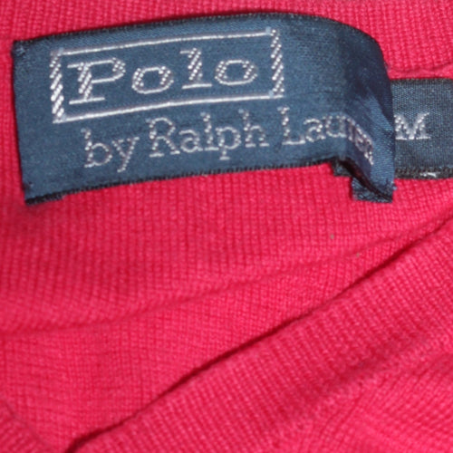 Ralph Lauren Men's Red V-Neck Cotton Jumper Size M