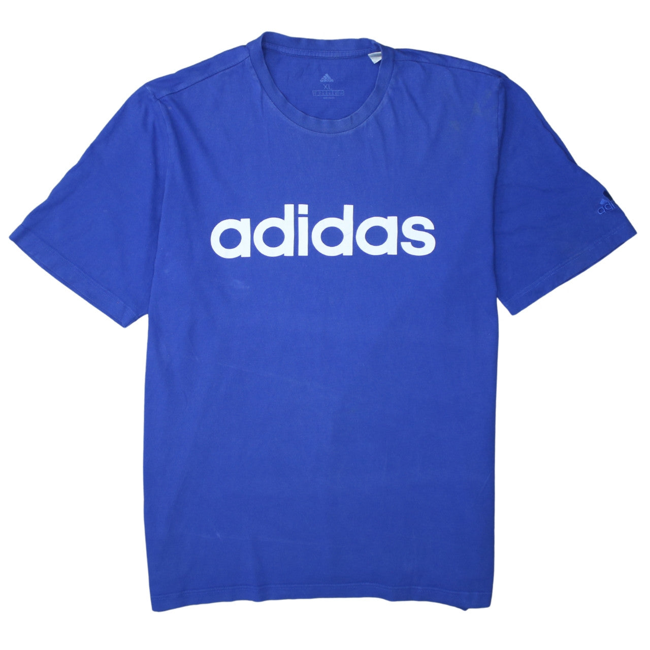 Adidas Men's Blue XL Logo Print Crew Neck Cotton T-Shirt