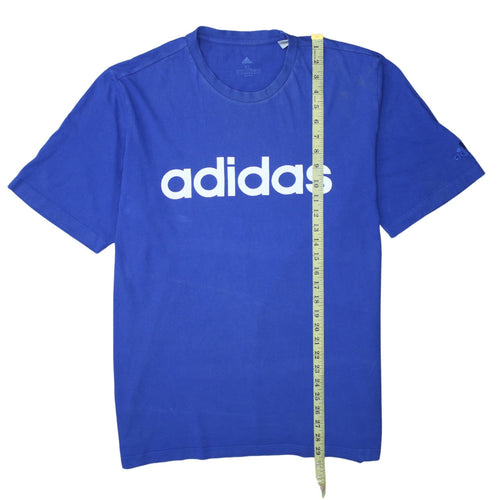 Adidas Men's Blue XL Logo Print Crew Neck Cotton T-Shirt