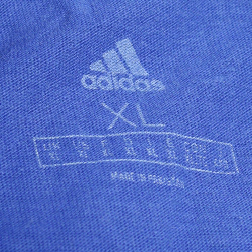 Adidas Men's Blue XL Logo Print Crew Neck Cotton T-Shirt