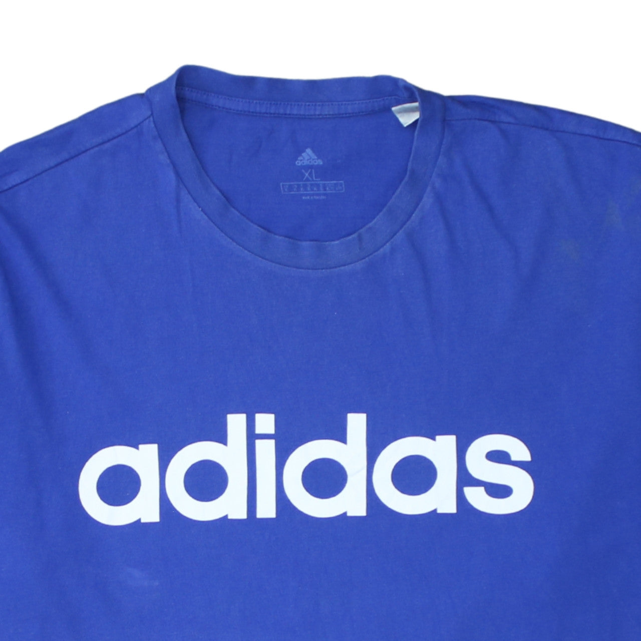 Adidas Men's Blue XL Logo Print Crew Neck Cotton T-Shirt