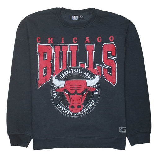 NBA Chicago Bulls Black Sweatshirt Women L 14/16 Graphic Pullover Crew Neck