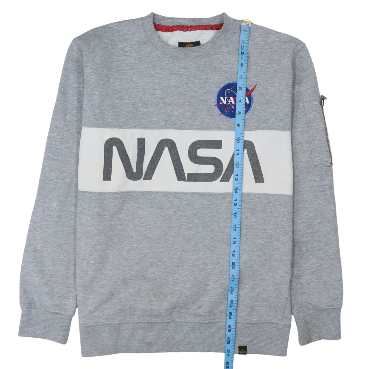 Alpha Industries Men's Grey NASA Crew Neck Pullover Sweatshirt L