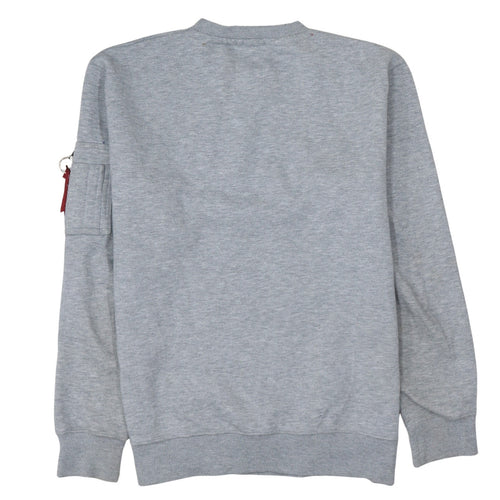 Alpha Industries Men's Grey NASA Crew Neck Pullover Sweatshirt L