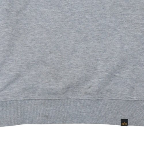 Alpha Industries Men's Grey NASA Crew Neck Pullover Sweatshirt L