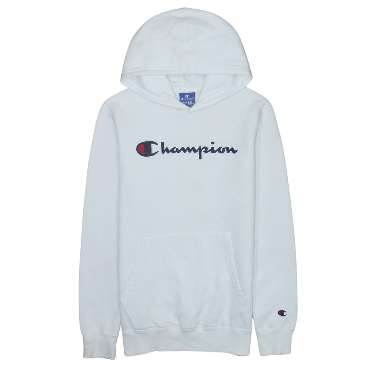 Champion Boys White 13-14 Yrs Pullover Hoodie with Logo Print