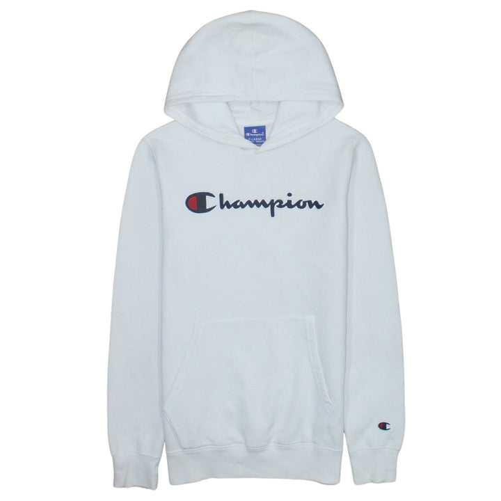 Champion Boys White 13-14 Yrs Pullover Hoodie with Logo Print