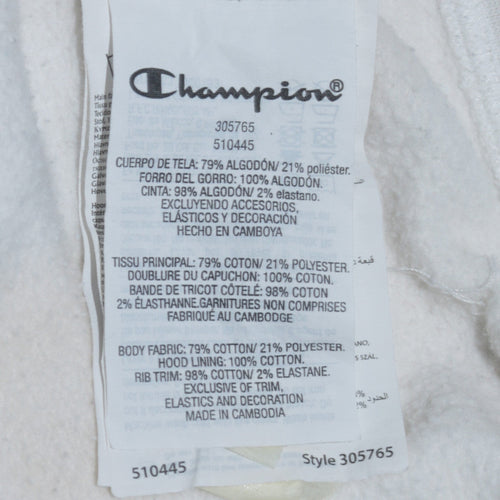 Champion Boys White 13-14 Yrs Pullover Hoodie with Logo Print
